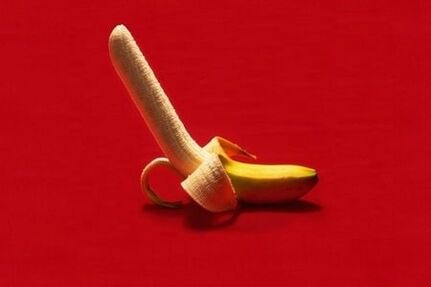 The banana symbolizes an enlarged penis by exercising